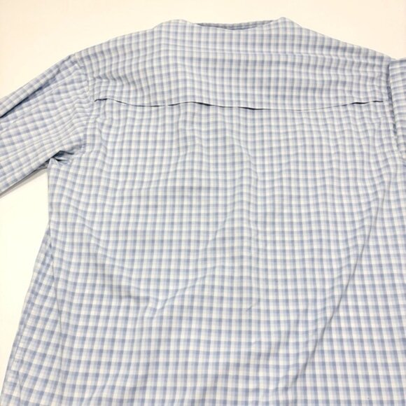 Poncho Men’s Shirt Size M Blue Gingham Check Button Front Long Sleeve Outdoor - Picture 11 of 12